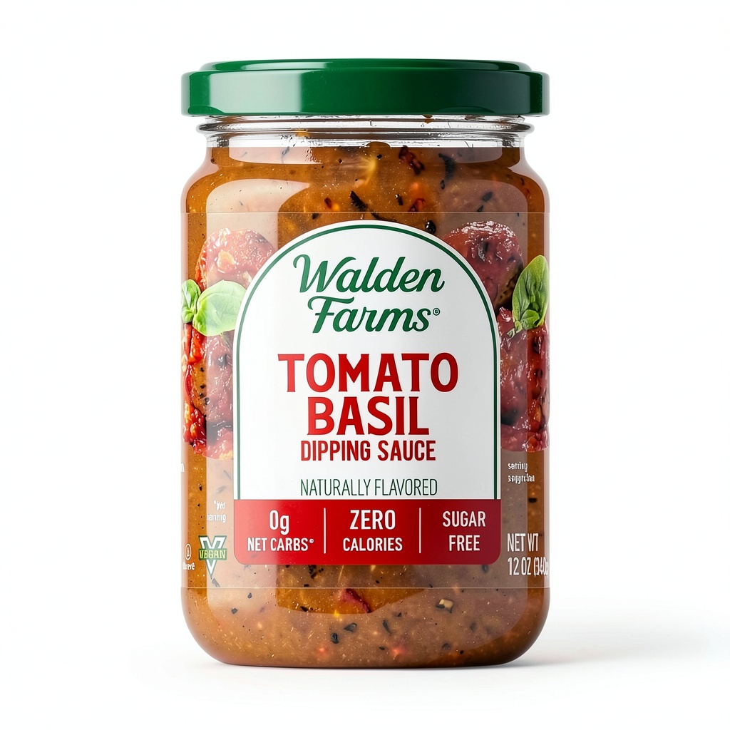 Walden Farms Tomato Basil Sauce poured over zucchini noodles